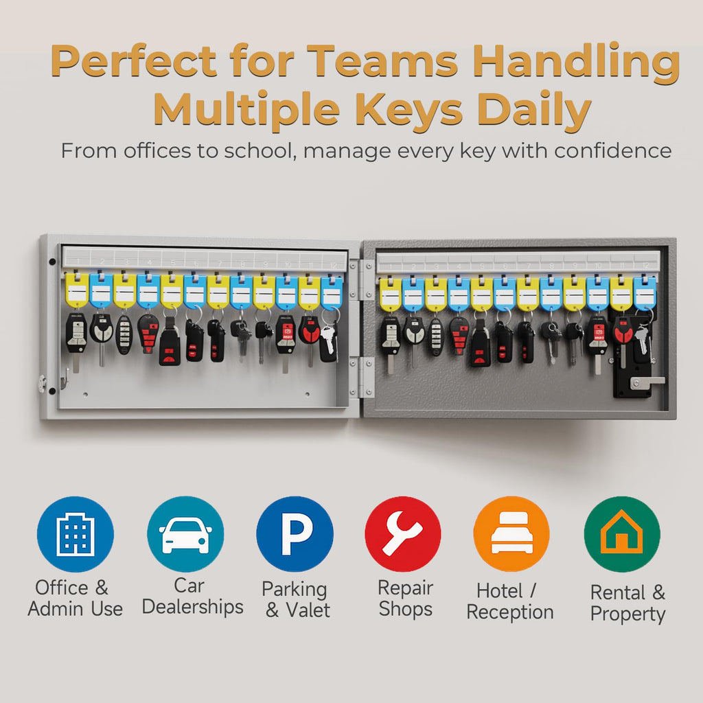 DiDiHere 24 Key Lock Box Wall Mount, APP Bluetooth/One Time Password Share/Wi-Fi Remote, Smart Key Cabinet, Key Organizer box, Access Log Tracking Key Management System Apartment, Hotel, Office, House