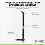 COSPARX Weed Puller Tool with Long 43” Handle, No Bending, Easy Eject – Removes Weeds Effortlessly, Sturdy Foot Pedal & Lightweight Aluminum - 4-Claw Hand Weeding Tool