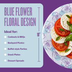 Glad Round Disposable Paper Plates, Blue Flower Design, 10 Inch, 100 Count – Soak-Proof & Cut-Resistant – For Dinner, Snacks & Everyday Use
