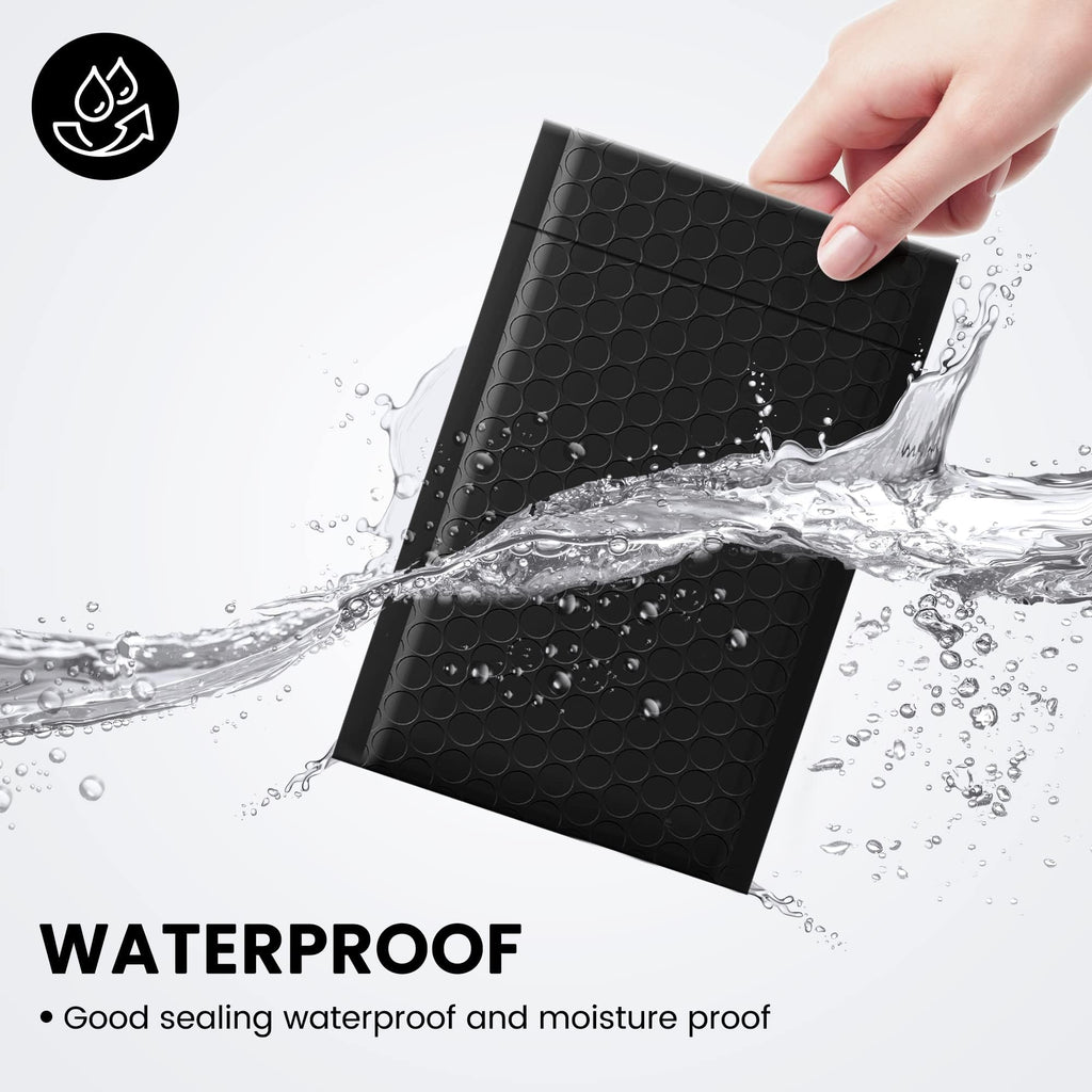 Fuxury Black Bubble Mailers 4x8" Padded Envelopes 1000Pack