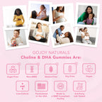 GOJOY NATURALS Prenatal Choline & DHA Gummies - Preconception to Postnatal Gummy Vitamin Supplement for Pregnant Women - Sweetened with Monk Fruit - 3rd Party Tested - Non GMO, Gluten Free, Vegan