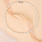 Pttozan Pearl Necklaces for Women,8mm White Pearl Necklace and Earring Bracelet Jewelry Set for Women Men Wedding Birthday Valentine Christmas Day Gifts