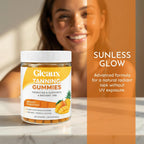 DXWXH Gleaux Tanning Gummies, Tanning Gummies for Women, Sunless Radiance Support with Beta Carotene, Astaxanthin & Lycopene, for Skin Health & Complexion Support, Mango Pineapple Flavor, 60 Gummies