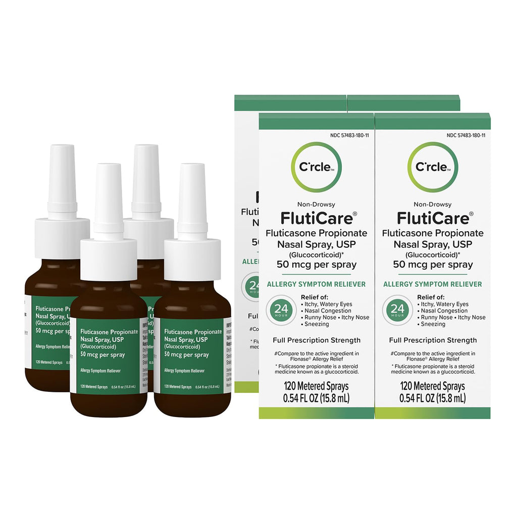 Fluticasone Nasal Spray Allergy Relief - 24 Hour Non Drowsy Allergy Nasal - Nose Spray Relief for Sinus Allergies - Prescription Strength Fluticasone Propionate 50mcg - 4 Month Supply