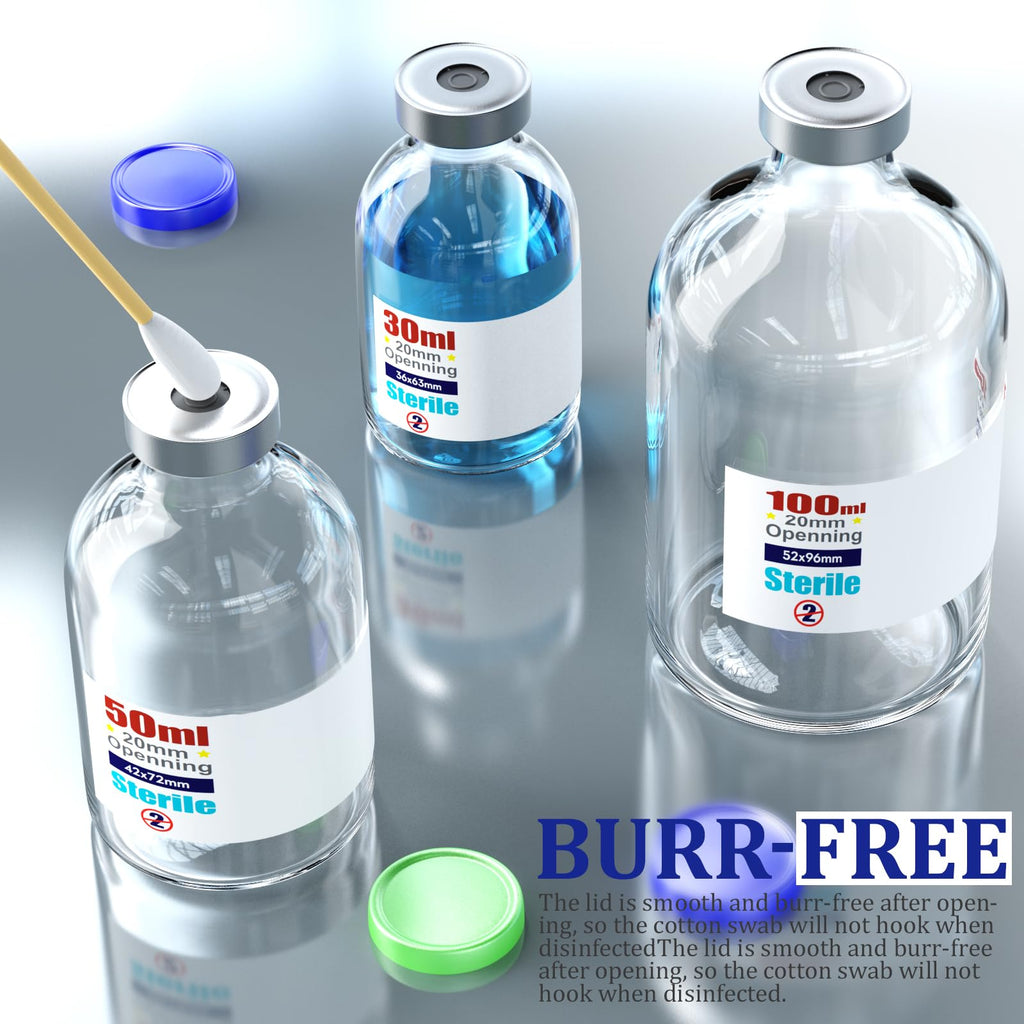 Ks-Tek Sterile Empty Vials with Self Healing Injection Port,with Flip Off Aluminum Cap,Sterile Package (100ml,4)