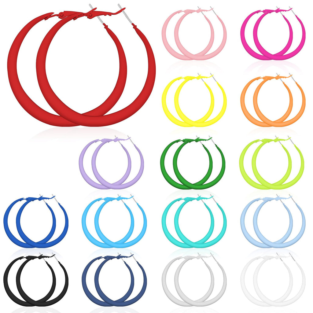 Sasylvia 16 Pairs Colored Hoop Earrings for Women,Classic Style