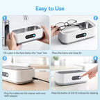 Ultrasonic Jewelry Cleaner Machine: 49KHz Ultrasonic Cleaner with 3 Cleaning Modes for Jewelry,Glasses,Rings,Watch Strap,Dentures,Retainers,Coins,Earring,650ML 304 Stainless Steel Tank(White)