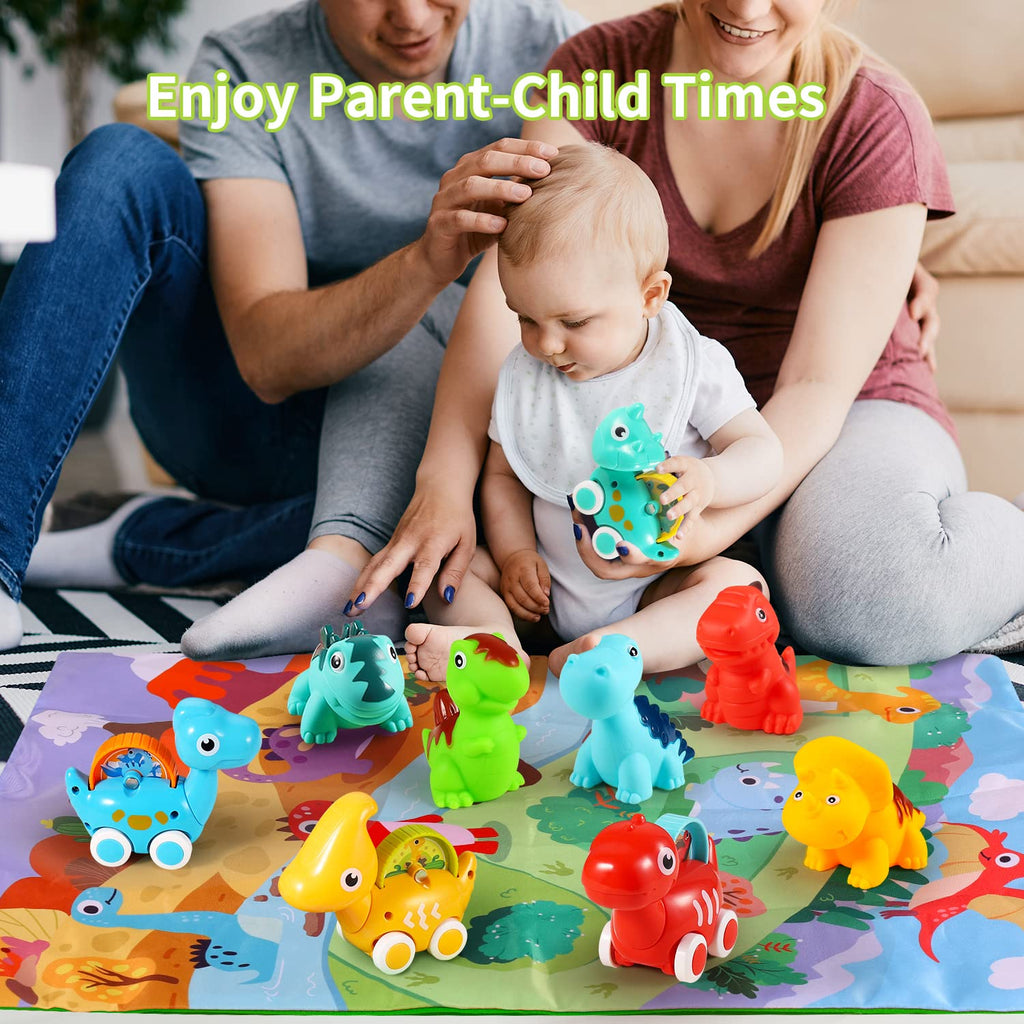 ALASOU 9 PCS Dinosaur Fantastic Creatures Car Toys with Playmat/Storage Bag|Baby Toys for 1 2 Year Old Boy|1st Birthday Gifts for Toddler|1 Year Old Boy Gift for Infant 12 18 Months