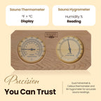 RUVARO Sauna Thermometer and Hygrometer 2-in-1 – Handcrafted from Canadian Red Cedar Wood - Analog Temperature & Humidity Gauge – Fahrenheit & Celsius – Premium Glass Dial – Luxury Sauna Accessories