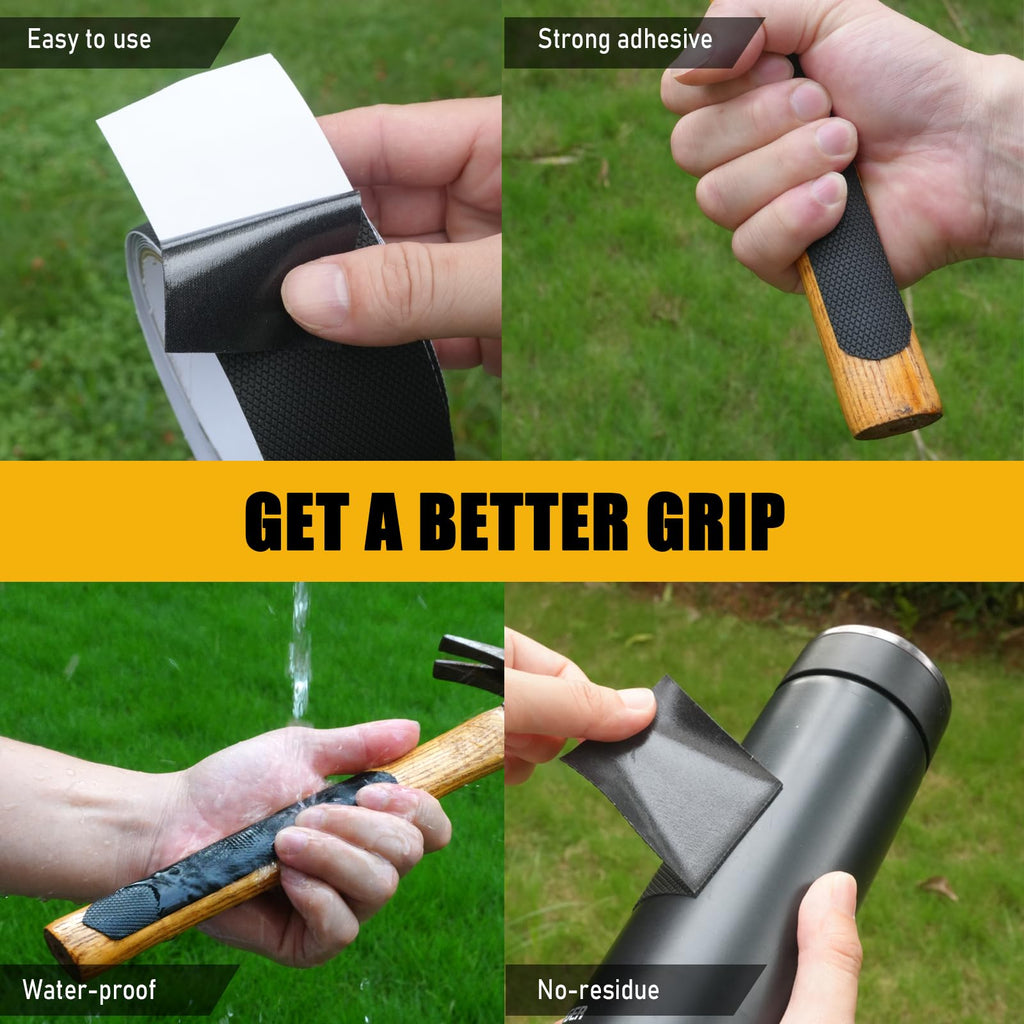Rubber Grip Tape, 4 In x 10 Ft Non-Abrasive Grip tape for handles, Strong Adhesive Waterproof Heat Resistant Cushion grip, Comfortable in hands, perfect for handles, handlebars, or any slippery stuff