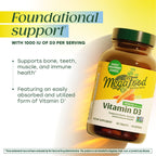 MegaFood Vitamin D3 1000 IU (25 mcg) - Vitamin D Supplements with Real Food, Immune Support, Supports Bones, Teeth & Muscles, Vegetarian, Gluten-Free, Non-GMO, Kosher – 60 Tablets, 60 Servings