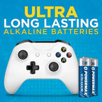 Powermax 100-Count Double AA Batteries, Ultra Long Lasting Alkaline Battery for Home and Office, 10-Year Shelf Life, Reclosable Packaging