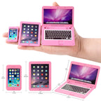 XFEYUE 23 Pcs American 18 inch Doll Clothes and Accessories - Suitcase Luggage , Pillow, Sunglasses, Camera, Passport, Mobile Phone , Computer Doll Travel Gear Play Set (No Doll)