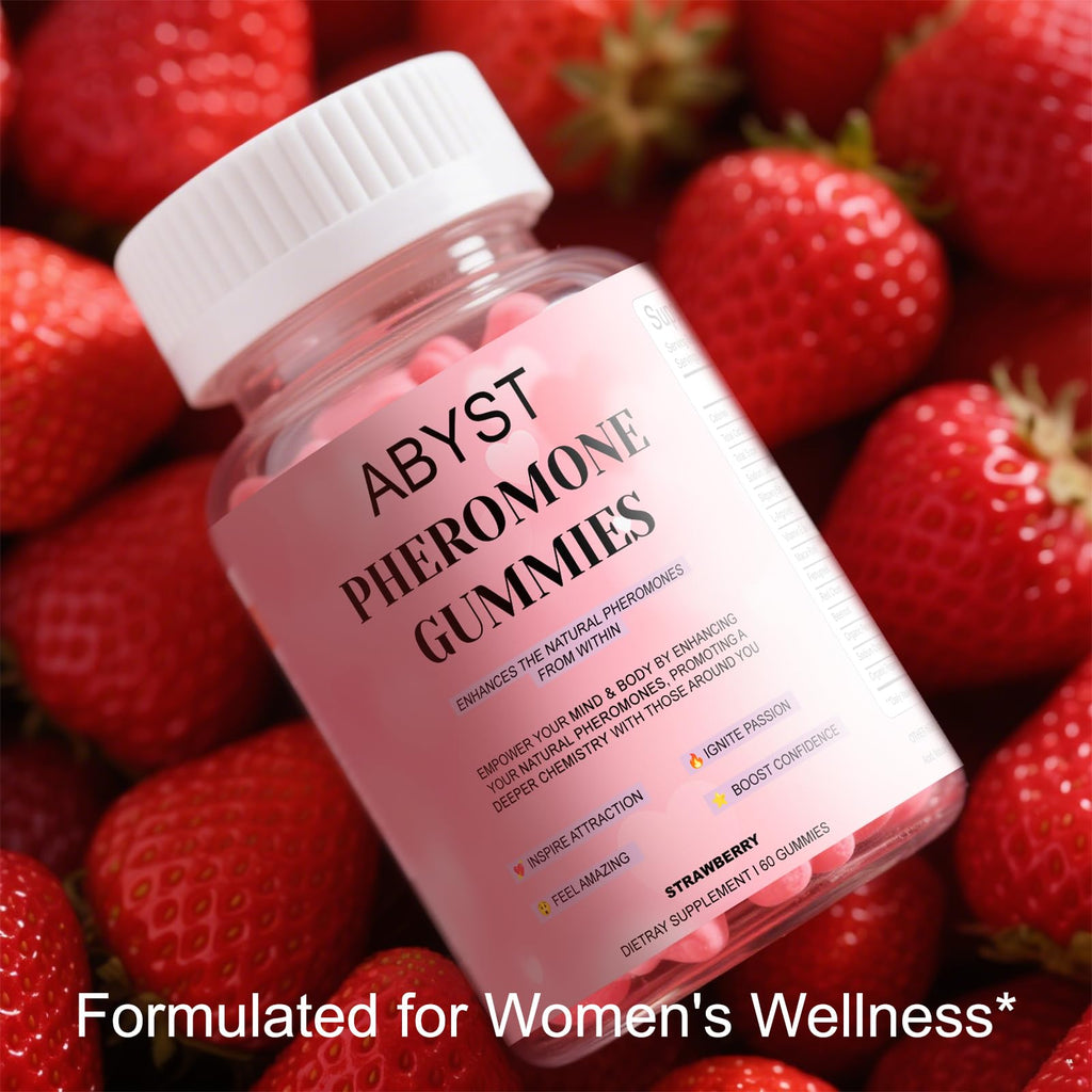 ABYST Pheromone Gummies for Women – 60 Count, Strawberry Flavor – Vegan, Gluten-Free, Non-GMO – Social & Confidence Support (1)