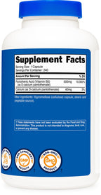 Nutricost Pantothenic Acid (Vitamin B5) 500mg, 240 Capsules (3 Bottles)