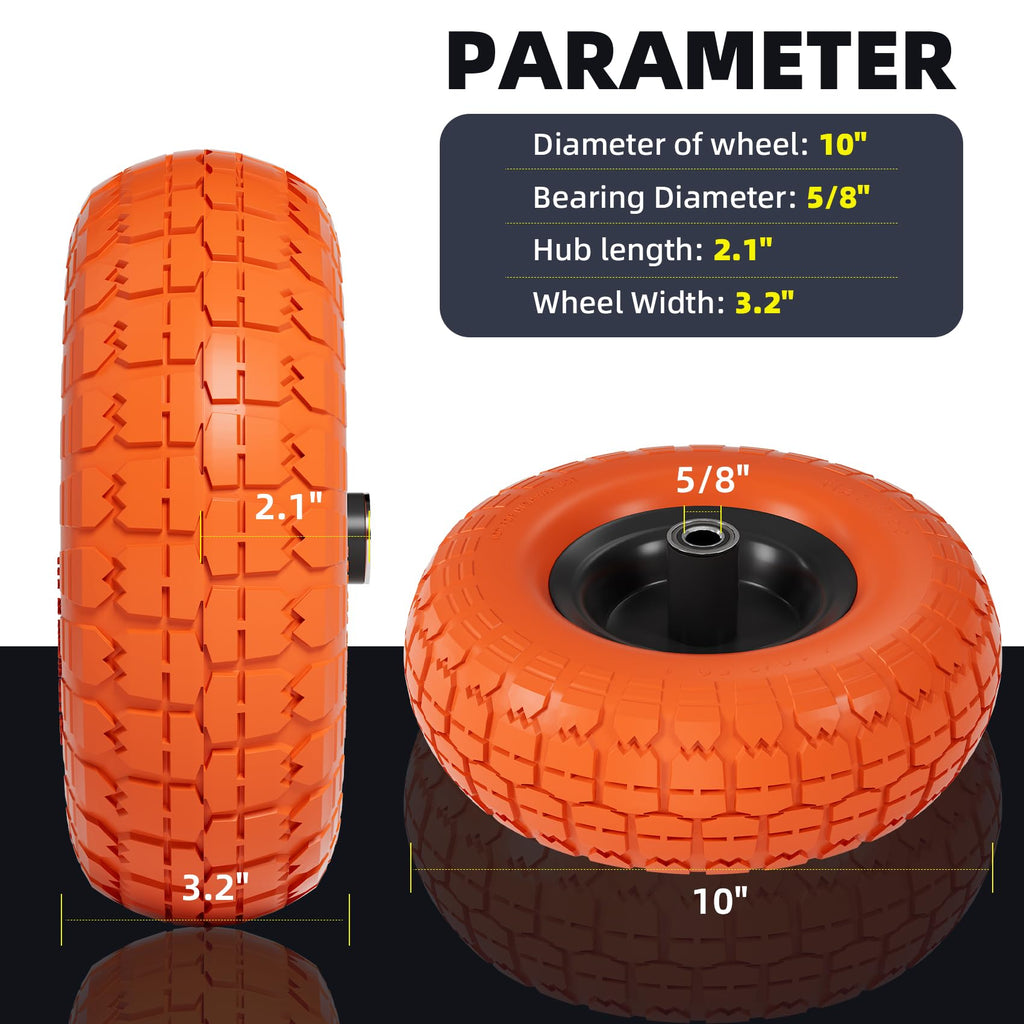 【UPGRADED】4.10 3.50-4 Tire and Wheel, 10 Inch Flat Free Tires