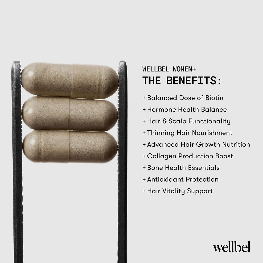 WELLBEL Women + Clean Supplement for Hair, Skin, and Nails, Vegan, Gluten Free, Non GMO 90 Count - 3 Pack