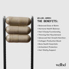 WELLBEL Women + Clean Supplement for Hair, Skin, and Nails, Vegan, Gluten Free, Non GMO 90 Count - 3 Pack