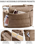 Bagstellar Puffer Tote Bag for Women, Lightweight Puffy Work Tote Handbag