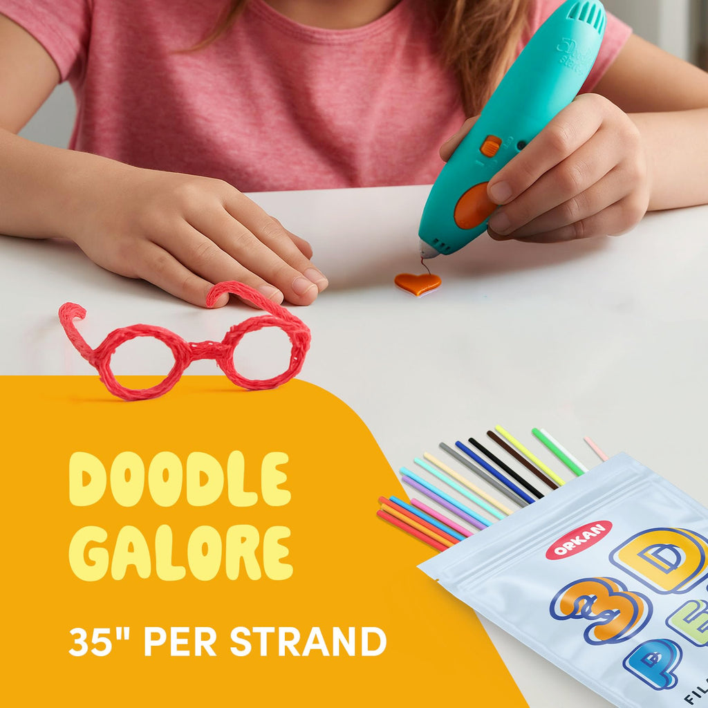 300 x ORKAN 3D Pen Filament Refills | Only Compatible with The 3Doodler Start+ | 15 Rainbow Colors | 6" x 2.5mm PCL Eco-Filament Strands | Safe for Kids | Only for 3Doodler Start+ 3D Pen