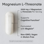Sports Research® Magnesium L-Threonate Capsules 2000mg - High-Absorption Magtein® for Enhanced Brain Health, Memory, Focus & Restful Sleep Support - Vegan · Non-GMO · Gluten Free - 180 Count
