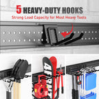 ZICANYCO Garage Tool Organizer Wall Mount 64 inches with 13 Adjustable Heavy-Duty Hooks, Garage Organization, Garden Tool Storage Rack, Yard, and Shed, Holds Up to 520 lbs