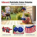 TAQIYEZ Hawaiian Porch Goose Outfit with Sunglasses & Wreath, 4th of July Patriotic Goose Bikini Outfits for Lawn Patio Outdoor Decor