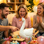 ZVBBON Large Porch Goose Statue Premium 20” Realistic Hollow Resin Garden Goose Stone Base with Sand-Fillable Design for Outdoor Stability Birthday Housewarming Gift for Kids Women Mom Friends