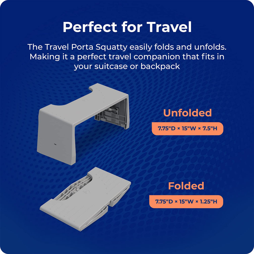 Squatty Potty Porta Traveler Foldable Toilet Stool for Travel, 7" Height, Gray