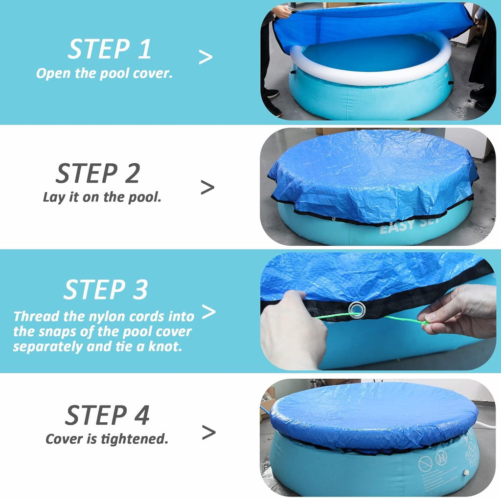 DECOHS 10 Ft Dust Pool Cover Protector-Solar Cover for Round Frame Pools-Pool Cover for Round Inflatable-Pool Cover Protector Heat Retaining Blanket