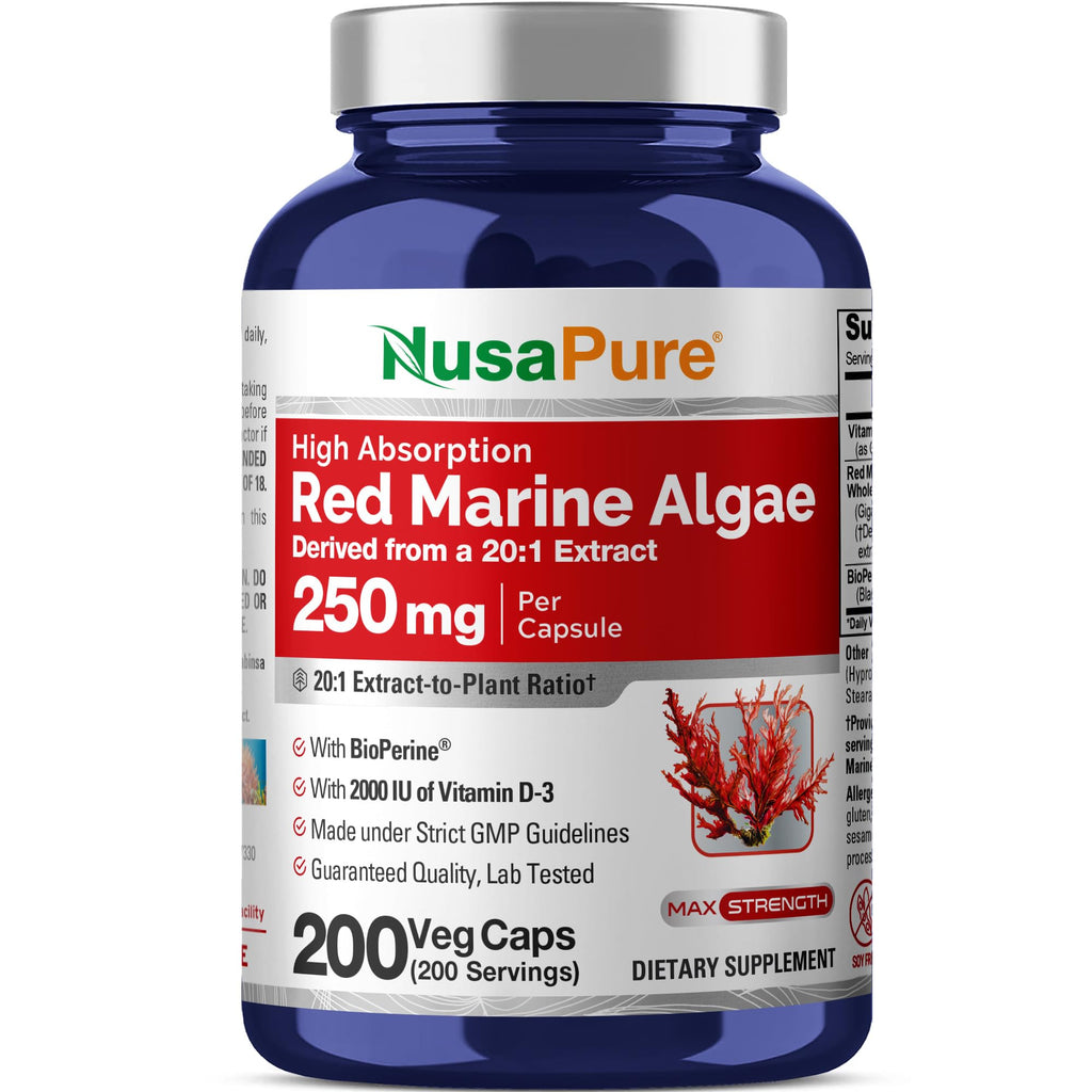 e Red Marine Algae 5,000mg 200 Veggie Capsules (Non-GMO & Soy Free) Bioperine