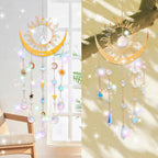 Artilady Sun and Moon Crystal Suncatcher Large Prism Wind Chimes for Window