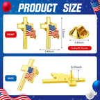 Huquary 24 Pcs Patriotic Cross with Waving American Flag Metal USA Flag Lapel Pins for American Patriotic Suits Jackets Hats Backpacks Clothes Decor