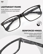 JOLISU 4 Pack Reading Glasses Men Blue Light Blocking with Spring Hinge, Anti Eyestrain/UV Large Wide Square Computer Readers (1.00)