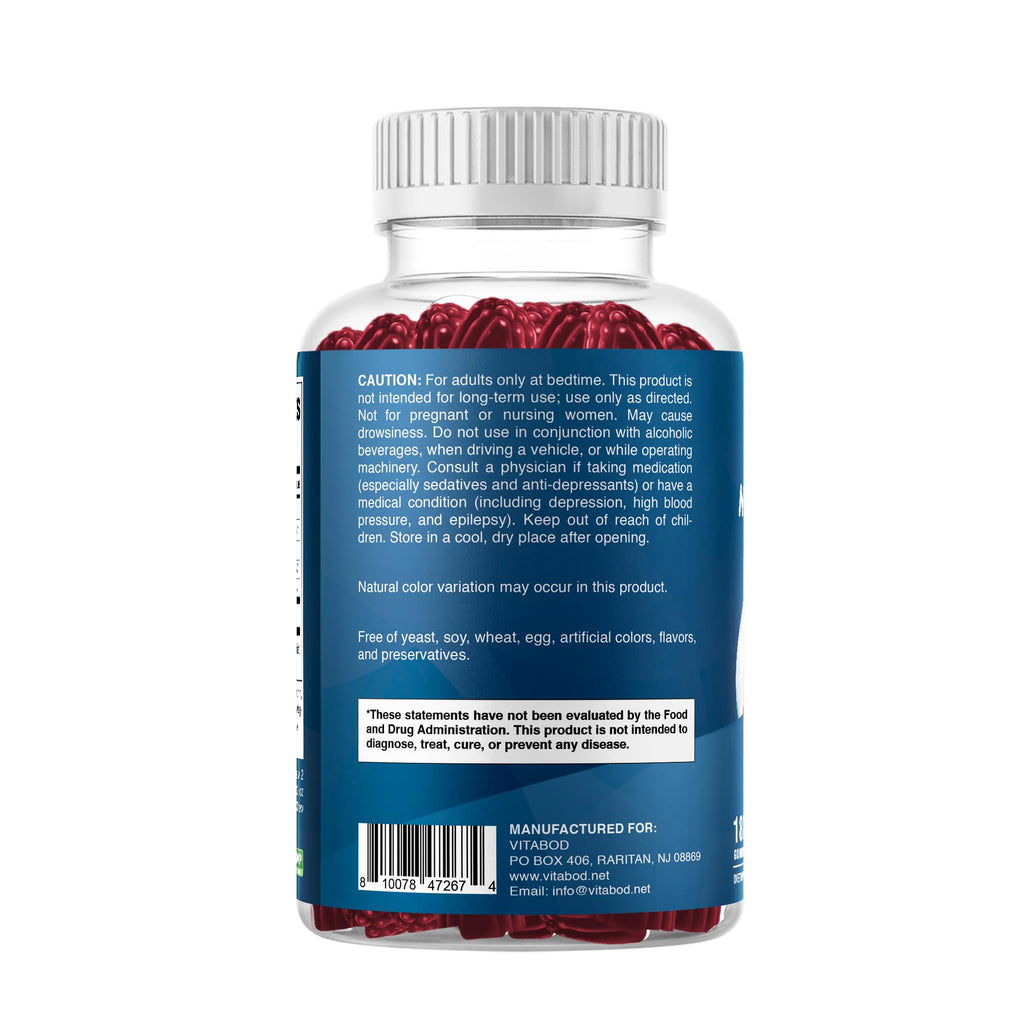 Vitabod Melatonin 20mg Gummies - 180 Count - Drug Free - Natural Strawberry Flavor - Vegetarian, Non-GMO, Gluten Free (3 Bottles)