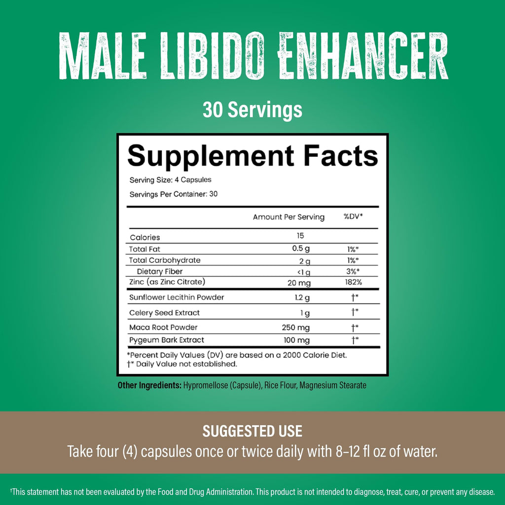 Leviathan Wellness Virility - Men's Potency Support | Zinc (10 mg), Sunflower Lecithin (1200 mg), Celery Extract (1000mg), Maca Root (250 mg) | 120 Capsules, 30 Servings | Made in The USA