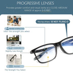 Missfive 2 Pack Upgraded Unbreakable Multifocus Progressive Reading Glasses Men Women, TR90 Sports Style Anti UV/Eyestrain/Blue, Light Multifocal Readers Spring Hinge Near-Workspace Eyewear 1.5x