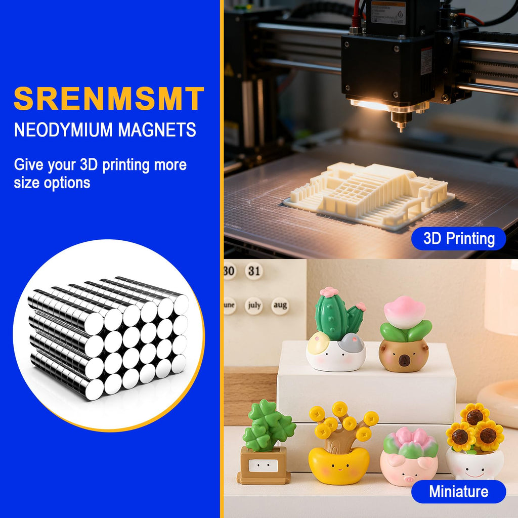 SRENMSMT Heavy Duty Magnets, 15x3mm Neodymium Magnets for Crafts, 80 Pack