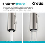 KRAUS Oletto Single Handle Pull Down Kitchen Faucet in Spot Free Stainless Steel, KPF-2820SFS