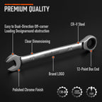 HORUSDY 24-Piece Ratcheting Wrench Set | Metric and SAE | Ratchet Combination Wrenches Set with Organizer | 72-Tooth | Chrome Vanadium Steel | 6-18 mm & 1/4” to 3/4“ (24-Piece)