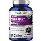 NusaPure Organic Maqui Berry Capsules, 100 mg, 180 Veg Capsules (Non-GMO, USDA, Vegan)