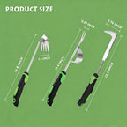 Juxifyron 3 Piece Weeding Tool Set, Stainless Steel Hand Weeder Kit with Rubber Handles, Crack Weeder, Weed Puller and Crevice Tool for Lawn, Flower Beds, Sidewalk Cracks, Patio and Between Pavers