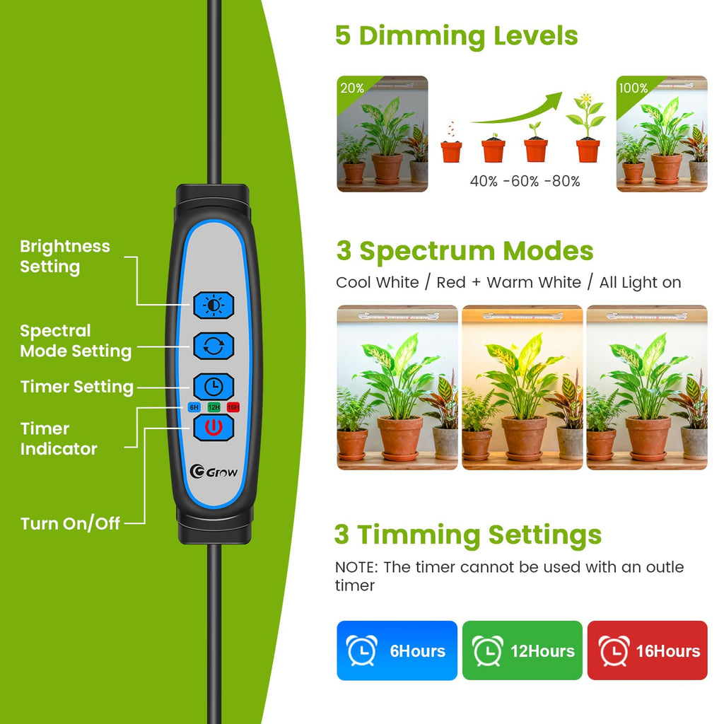 Kullsinss 8in Grow Lights Strips for Indoor Plants, 112 LEDs Plant Light