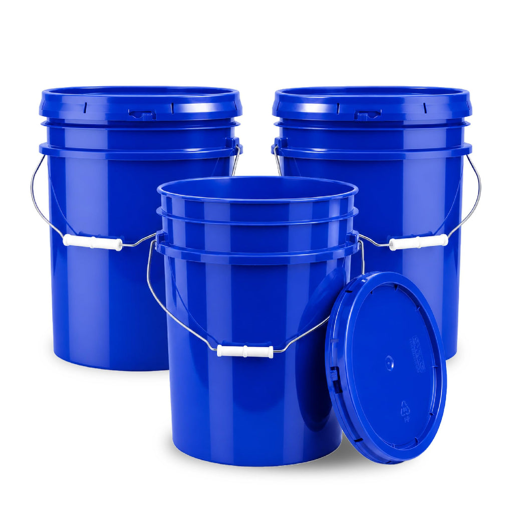 ePackageSupply 5 Gallon Bucket - Food Grade Bucket with Airtight Gasketed Tear Strip Lid, BPA-Free, Heavy-Duty 90 Mil HDPE Plastic Pail, Bulk Storage, Durable Container, Made in USA - Blue, 3 Packs