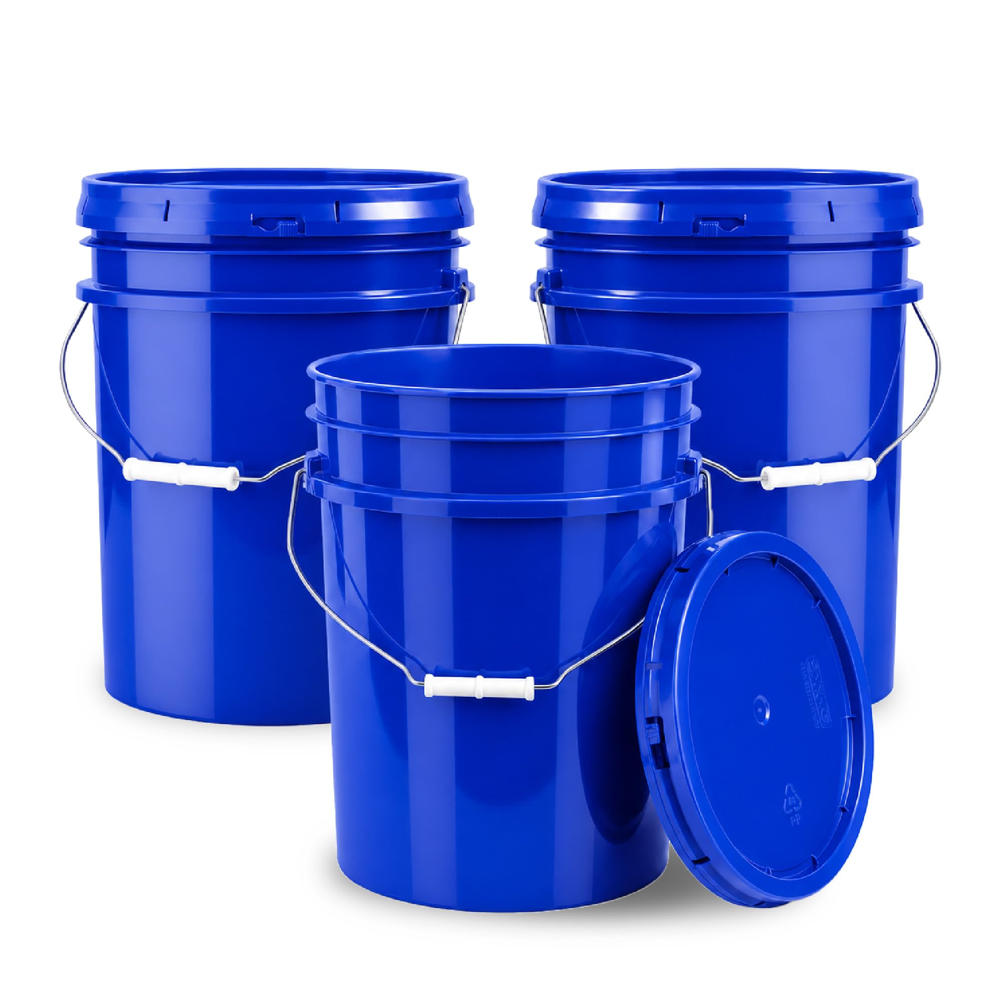ePackageSupply 5 Gallon Bucket - Food Grade Bucket with Airtight Gasketed Tear Strip Lid, BPA-Free, Heavy-Duty 90 Mil HDPE Plastic Pail, Bulk Storage, Durable Container, Made in USA - Blue, 3 Packs