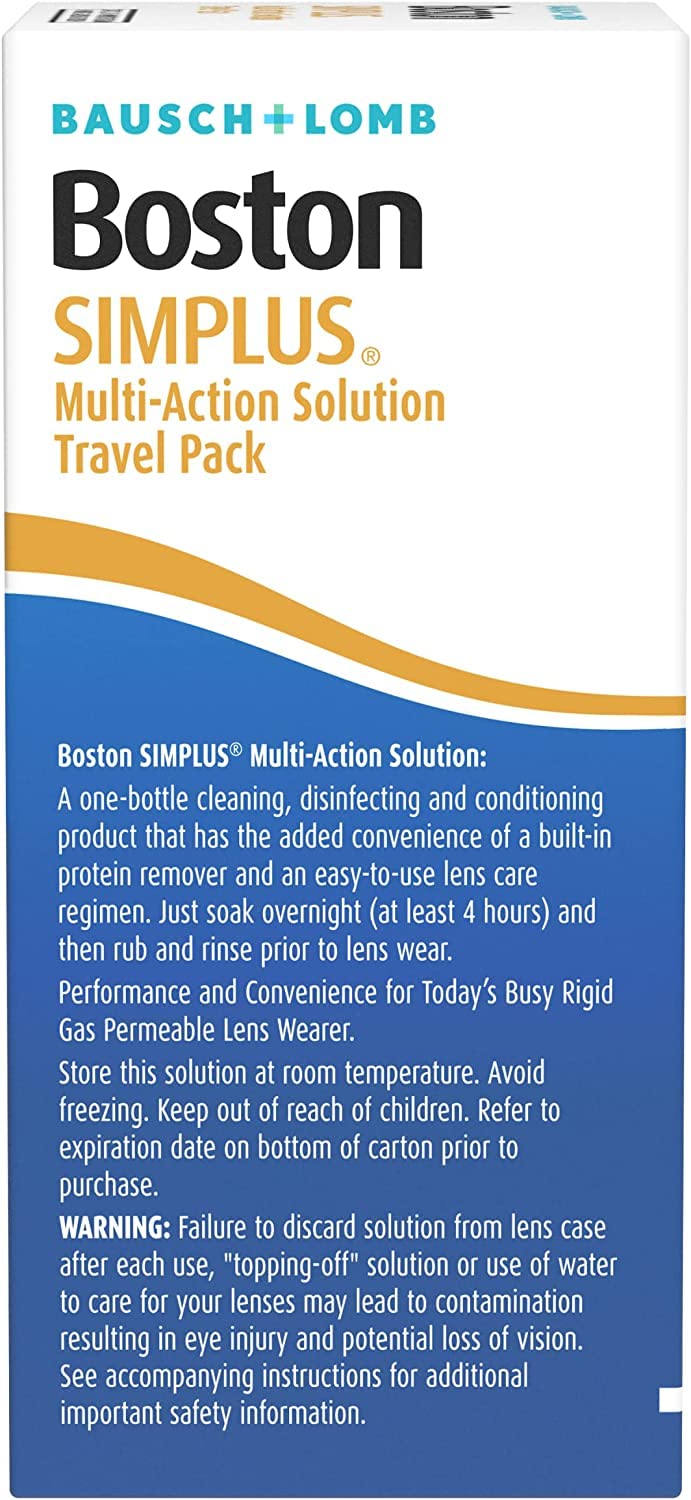 Boston Simplus Contact Lens Solution, for Gas Permeable Contact Lenses, Contact Lens Case Included, 1 Fl Oz (Pack of 2)
