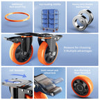 Casters Set of 4 Heavy Duty,5 Inch Caster Wheels with Brakes, Swivel Top Plate Casters No Noise Locking Castor with Polyurethane Wheels for Cart, Furniture,Workbench,Cabinet(Two Hardware Kits Include)