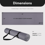 Fitvids 1/4-Inch High Density Thick Non Slip Yoga Mat with Knee Pad and Carrying Strap for Workout, Pilates, Gym Home Exercise, Grey