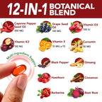2 PCS Cayenne Pepper Softgels Supplement | 12-in-1 3000mg per Serving with Vitamins D3, K2 & E | Supports Healthy Circulation & Daily Energy | Features Hawthorn, Beetroot & Turmeric | 240 Capsules