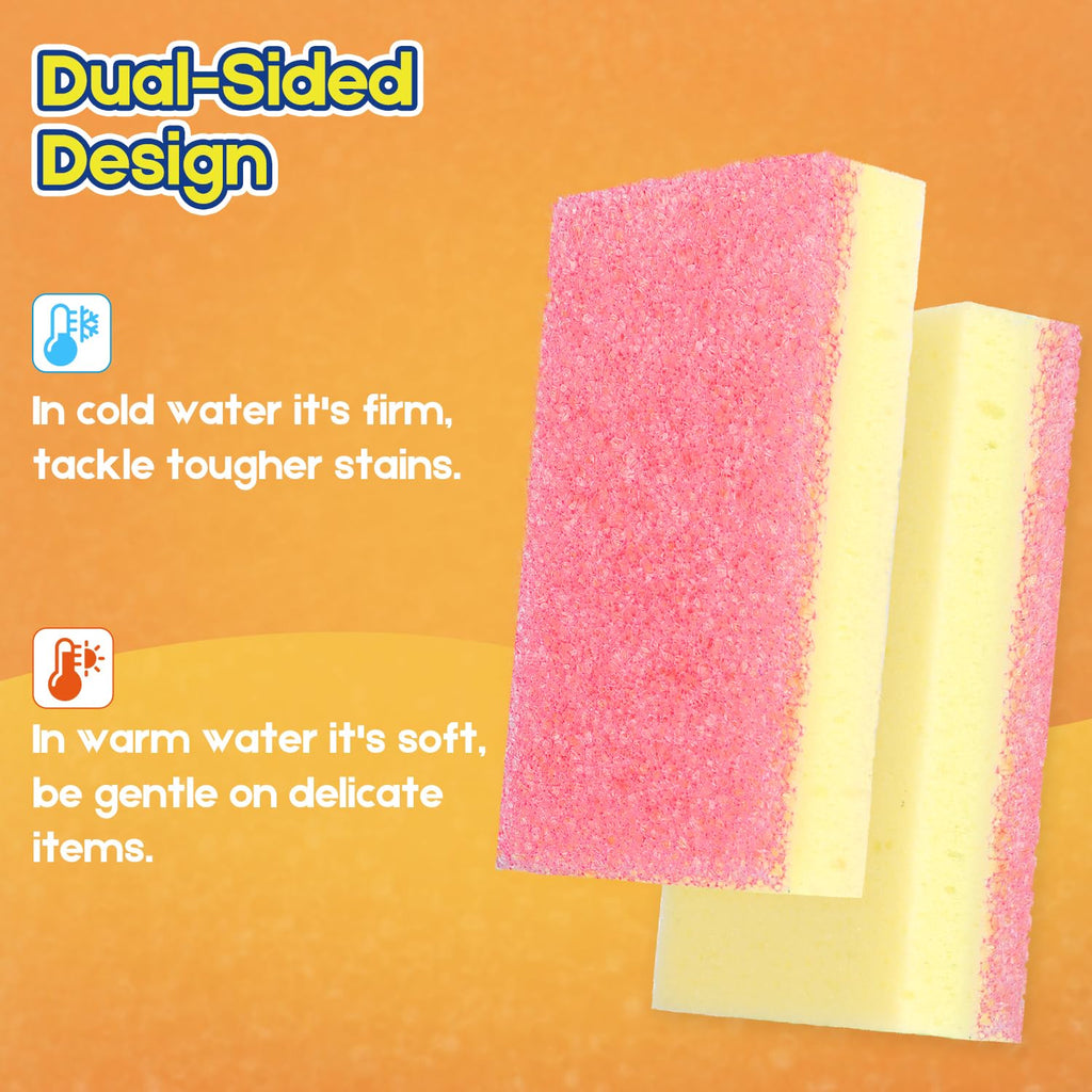LAUNDRYLUX Scrub Sponge, Dual-Sided Temperature-Responsive Scrubber - Non-Scratch - Multipurpose Dish Sponges for Kitchens, Bathrooms, and Outdoor Use - 12 Pack